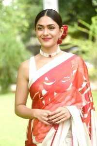 Actress Mrunal Thakur Saree Photos @ Sita Ramam Second Song Launch