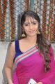 Muktha Bhanu Hot Photos in Dark Pink Saree with Blue Sleeveless Blouse