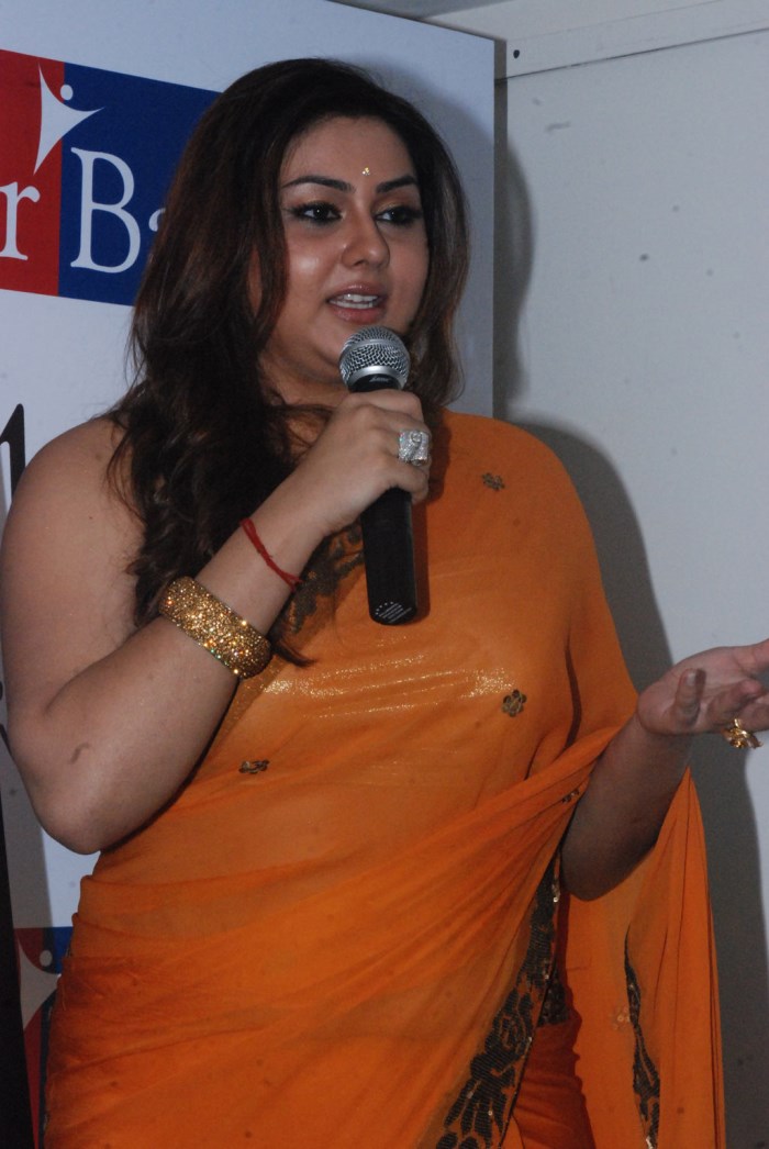 Actress Namitha In Orange Saree Hot Photos 