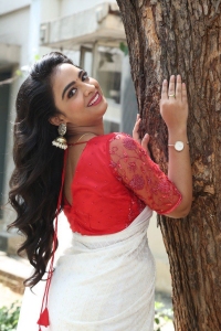 Actress Nandini White Saree Photos @ Seetharamapuramlo Pre Release