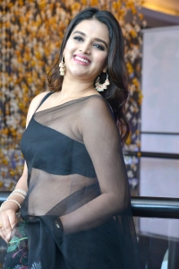 Actress Nidhhi Agerwal in Transparent Black Saree Pics