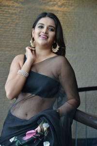 Actress Nidhhi Agerwal Black Saree Pics @ Hero Press Meet