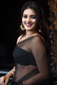 Actress Nidhhi Agerwal in Transparent Black Saree Pics