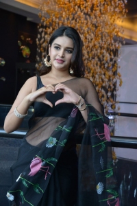 Actress Nidhhi Agerwal in Transparent Black Saree Pics