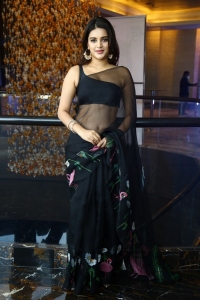 Actress Nidhhi Agerwal Black Saree Pics @ Hero Press Meet