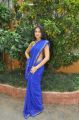 Actress Nikitha Narayan in Blue Plain Silk Saree Photos