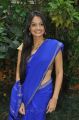 Actress Nikitha Narayan in Blue Plain Silk Saree Photos