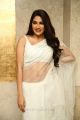 Actress Nikki Tamboli White Saree Pics @ Kanchana 3 Pre Release Event