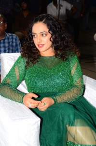 Actress Nithya Menon New Pics in Green Dress