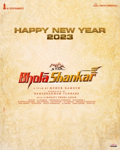 Bholaa Shankar Movie Happy New Year 2023 Wishes Poster