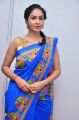 Model Pooja Blue Saree Stills @ Kala Silk Handloom Expo Launch