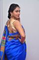 Model Pooja Hot Blue Saree Stills @ Kala Silk Handloom Expo Launch