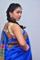 Model Pooja Hot Blue Saree Stills @ Kala Silk Expo Launch