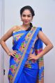 Model Pooja Blue Saree Stills @ Kala Silk Handloom Expo Launch