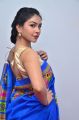 Hyderabad Model Pooja Blue Saree Hot Stills