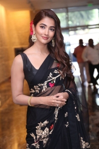 Acharya Movie Actress Pooja Hegde Black Saree Images