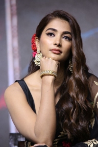 Acharya Movie Actress Pooja Hegde Black Saree Images