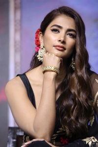 Acharya Movie Heroine Pooja Hegde Black Saree Images