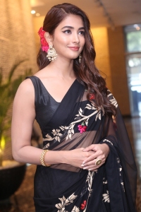 Acharya Movie Actress Pooja Hegde Black Saree Images