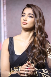 Acharya Movie Heroine Pooja Hegde Black Saree Images