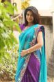 Actress Prathista Hot in Blue Transparent Saree Photos