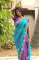 Actress Prathista Hot in Blue Transparent Saree Photos