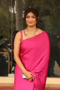 Priya Vadlamani Pink Saree Pics @ Brahma Anandam Teaser Launch