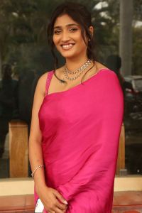 Priya Vadlamani Pink Saree Pics @ Brahma Anandam Teaser Launch