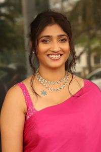 Priya Vadlamani Pink Saree Pics @ Brahma Anandam Teaser Launch