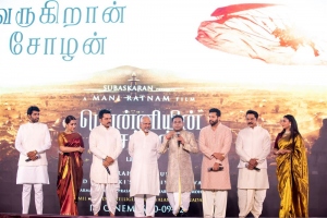 Vikram Prabhu, Trisha, Karthi, Mani Ratnam, AR Rahman, Jayam Ravi, Sarathkumar, Aishwarya Lekshmi @ Ponniyin Selvan (PS1) Teaser Launch Stills