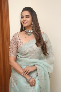 Actress Pujita Ponnada Saree Pics @ Ravanasura Pre Release