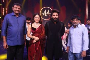 Rashmika Mandanna, Allu Arjun @ Pushpa 2 Movie Trailer Launch Stills