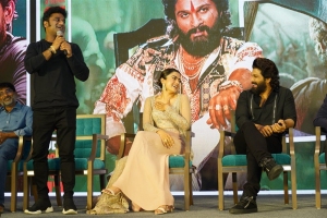 Rashmika Mandanna, Allu Arjun @ Pushpa Press Meet Hyderabad Photos