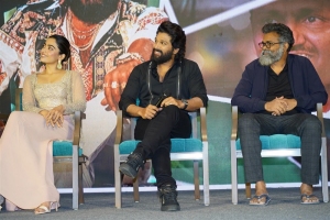 Rashmika Mandanna, Allu Arjun, Sukumar @ Pushpa Press Meet Hyderabad Photos