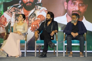 Rashmika Mandanna, Allu Arjun, Sukumar @ Pushpa Press Meet Hyderabad Photos