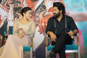 Rashmika Mandanna, Allu Arjun @ Pushpa Press Meet Hyderabad Photos