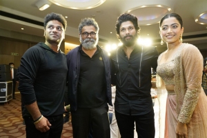 DSP, Sukumar, Allu Arjun, Rashmika @ Pushpa Press Meet Hyderabad Photos