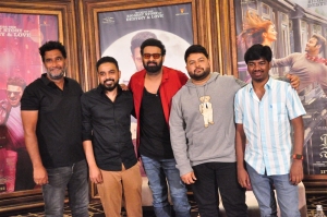 Ravinder Reddy, Radha Krishna Kumar, Prabhas, S.Thaman, Justin Prabhakaran @ Radhe Shyam Movie Press Meet Stills