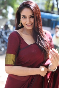 Actress Ragini Dwivedi Saree Pics @ Real Dandupalyam Trailer Launch