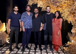 Naga Chaitanya, Nagarjuna, Akil Akkineni, Amala @ Ram Charan Birthday Celebration Images