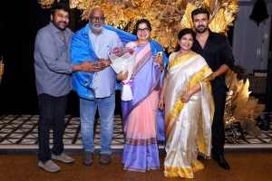 Chiranjeevi, MM Keeravani, Srivalli @ Ram Charan Birthday Celebration Images