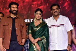 Gopichand, Dimple Hayathi, Sriwass @ Ramabanam Trailer Launch Rajahmundry Stills