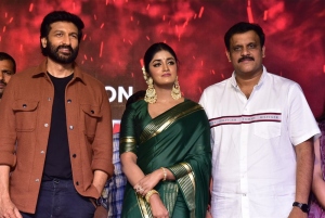 Gopichand, Dimple Hayathi, Sriwass @ Ramabanam Trailer Launch Rajahmundry Stills