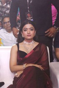 Heroine Rashmika Mandanna Saree Pics @ Pushpa 2 Trailer Launch