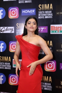 Actress Rashmika Mandanna Red Dress Pics @ SIIMA Awards 2021