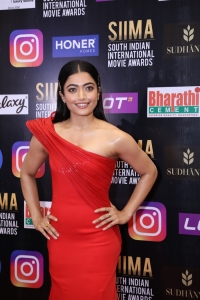 Actress Rashmika Mandanna Red Dress Pics @ SIIMA Awards 2021