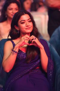 Pushpa 2 Actress Rashmika Mandanna Latest Blue Saree Pics