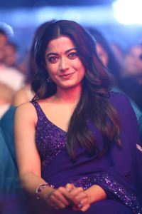 Pushpa 2 Movie Actress Rashmika Latest Blue Saree Pics