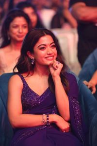 Pushpa 2 Movie Actress Rashmika Latest Blue Saree Pics