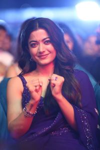 Pushpa 2 Movie Actress Rashmika Latest Blue Saree Pics